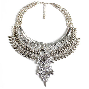 Collier court en alliage avec diamant – Collier en cristal