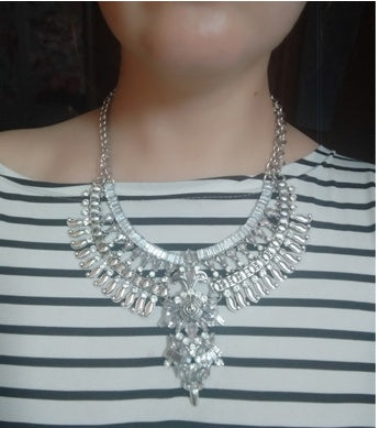 Collier court en alliage avec diamant – Collier en cristal