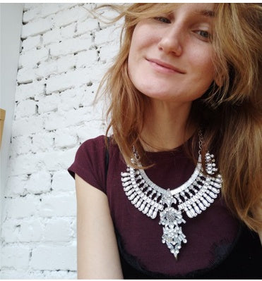 Collier court en alliage avec diamant – Collier en cristal