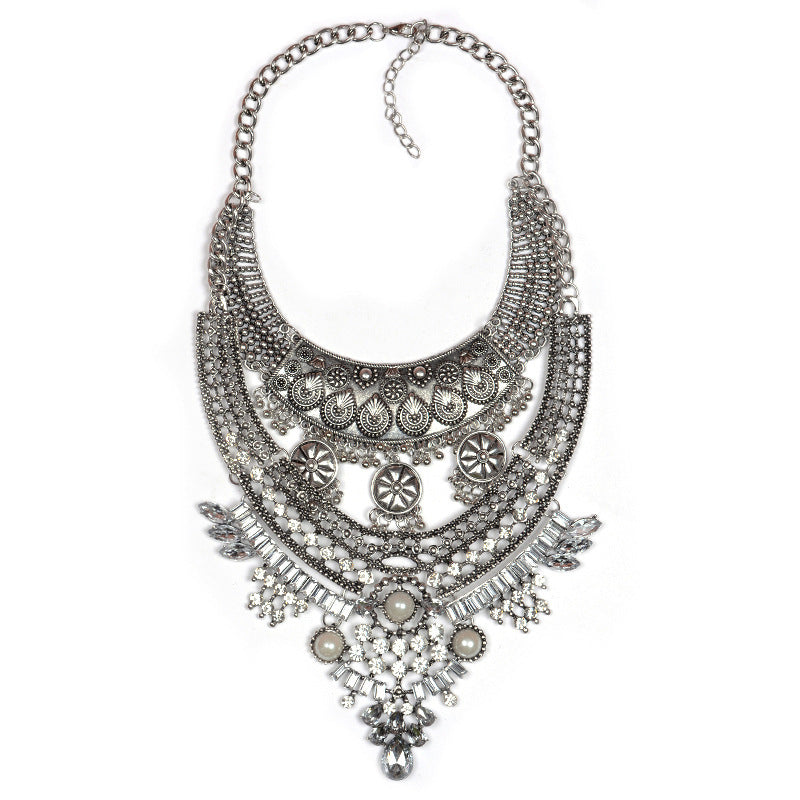 Collier court en alliage avec diamant – Collier en cristal