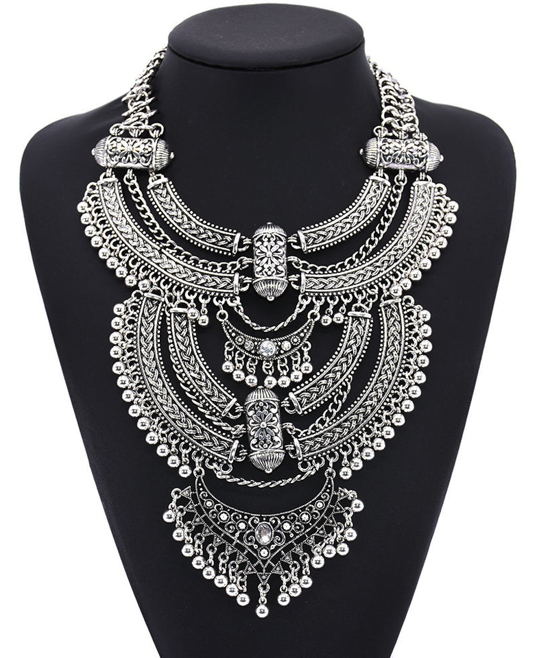 Collier court en alliage avec diamant – Collier en cristal