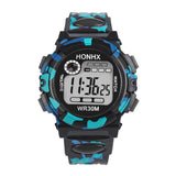 Montre de sport camouflage à affichage numérique avec chronographe, calendrier et étanchéité, design à un cadran