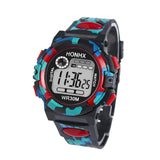 Montre de sport camouflage à affichage numérique avec chronographe, calendrier et étanchéité, design à un cadran