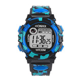Montre de sport camouflage à affichage numérique avec chronographe, calendrier et étanchéité, design à un cadran