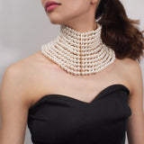 Collier court sexy à perles et plusieurs rangs