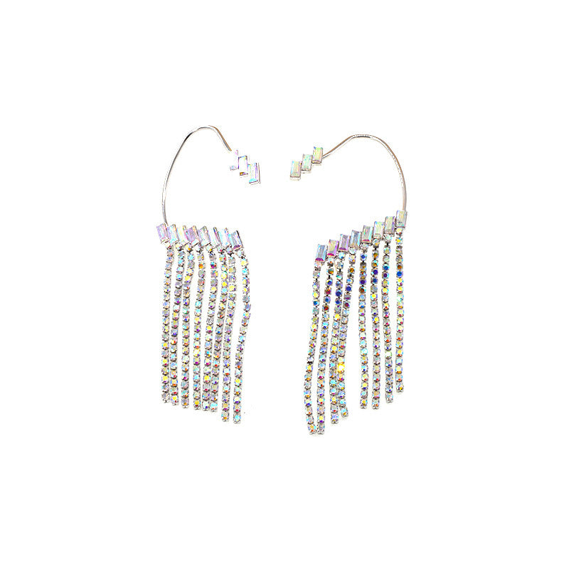 Boucles d'oreilles longues, boucles d'oreilles à pampilles en strass pour femmes