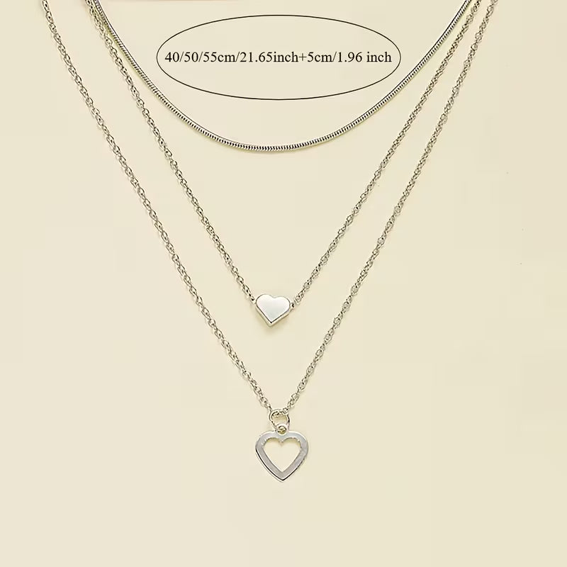 Collier cœur superposé doré AIVEO – Élégant, polyvalent, quotidien et fêtes