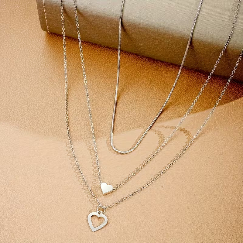 Collier cœur superposé doré AIVEO – Élégant, polyvalent, quotidien et fêtes