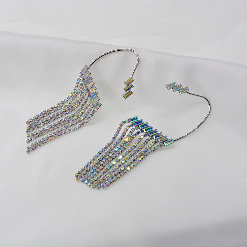 Boucles d'oreilles longues, boucles d'oreilles à pampilles en strass pour femmes