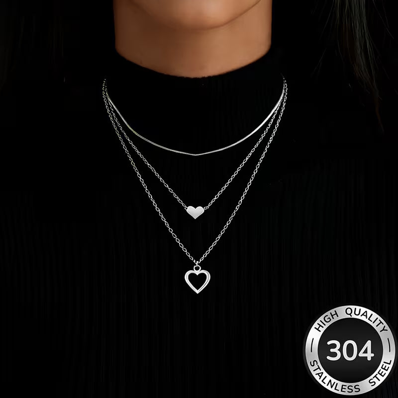 Collier cœur superposé doré AIVEO – Élégant, polyvalent, quotidien et fêtes