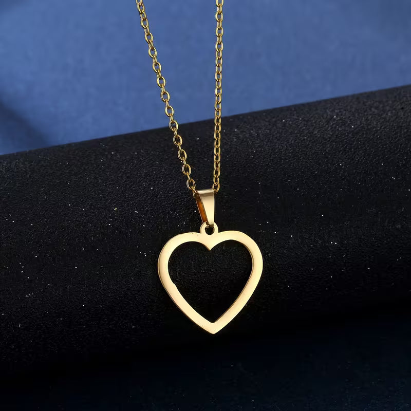 Ensemble Collier et Boucles d’Oreilles Cœur en Acier Inoxydable