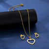 Ensemble Collier et Boucles d’Oreilles Cœur en Acier Inoxydable