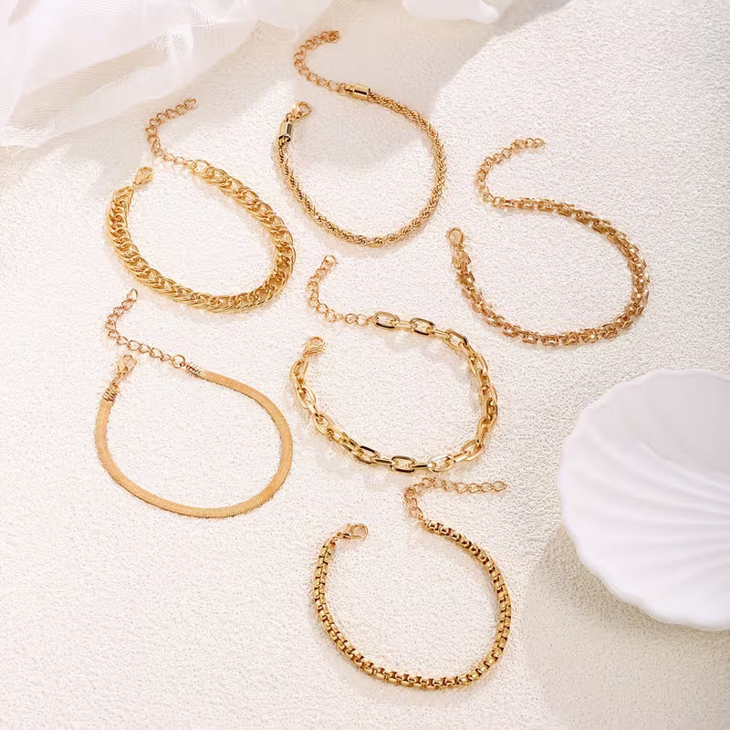 Ensemble de 6 bracelets chaînes punk pour femmes  Vintage, superposés, parfaits comme cadeau