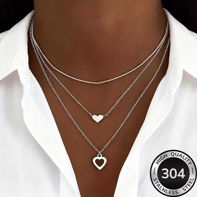 Collier cœur superposé doré AIVEO – Élégant, polyvalent, quotidien et fêtes