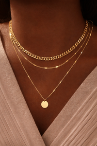 Collier doré superposé en acier inoxydable pour femme, élégant et résistant à la décoloration