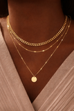 Collier doré superposé en acier inoxydable pour femme, élégant et résistant à la décoloration