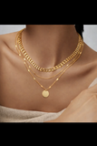 Collier doré superposé en acier inoxydable pour femme, élégant et résistant à la décoloration