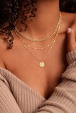Collier doré superposé en acier inoxydable pour femme, élégant et résistant à la décoloration