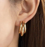 Boucles d’oreilles dorées et argentées en acier inoxydable hypoallergénique de haute qualité