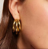 Boucles d’oreilles dorées et argentées en acier inoxydable hypoallergénique de haute qualité