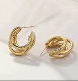 Boucles d’oreilles dorées et argentées en acier inoxydable hypoallergénique de haute qualité