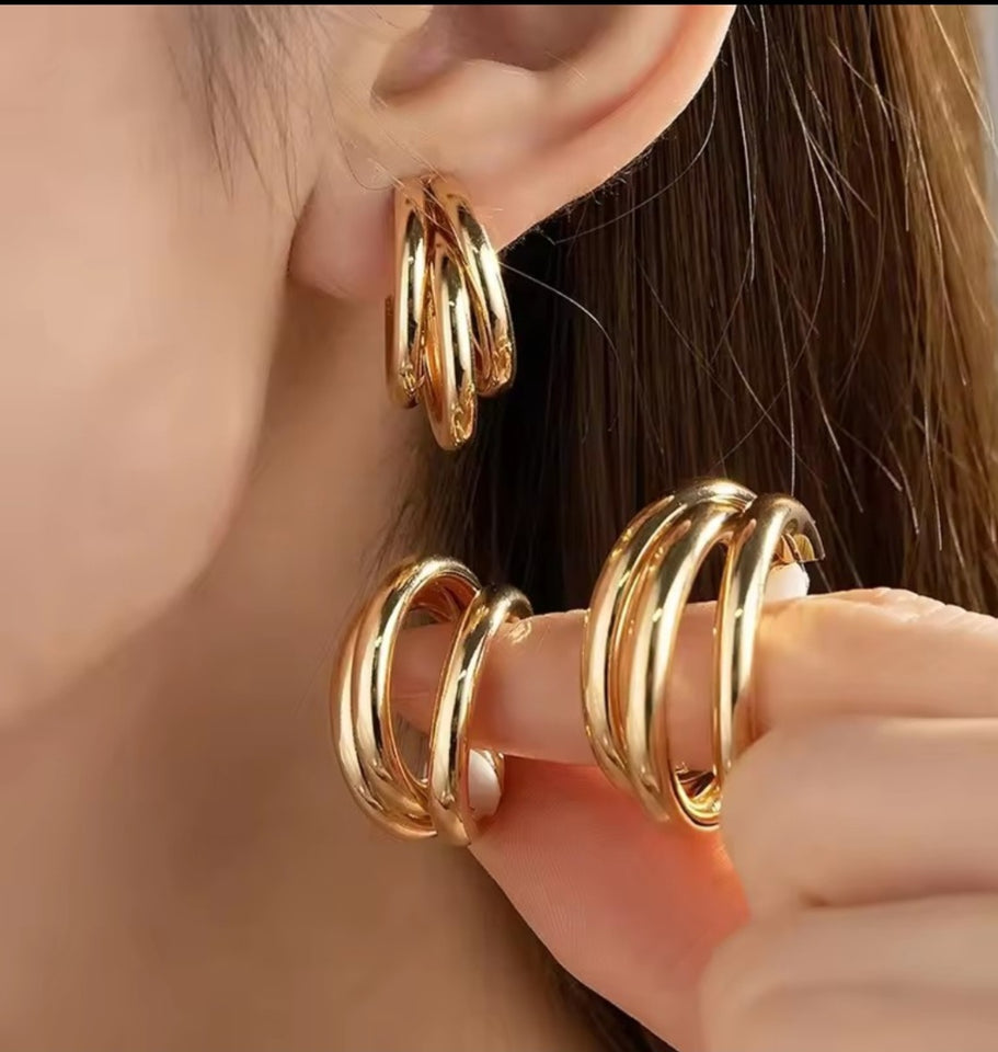 Boucles d’oreilles dorées et argentées en acier inoxydable hypoallergénique de haute qualité