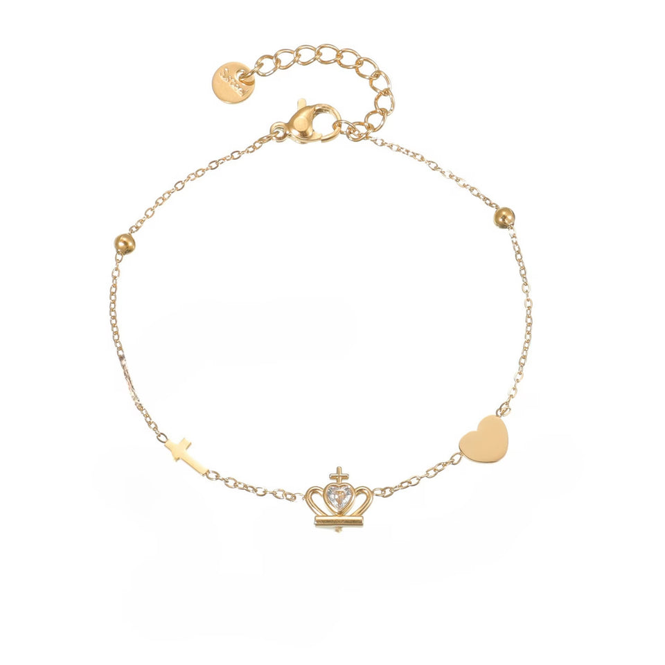 Un nouveau bracelet élégant en acier inoxydable au toucher luxueux, orné de motifs papillon, cœur, couronne et trèfle. Cette pièce unique et tendance constitue un cadeau idéal pour la famille, en particulier pour le Nouvel An.