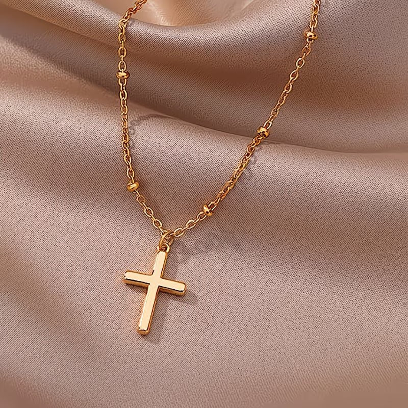 Collier croix doré en acier inoxydable 316 pour femme, élégant et résistant