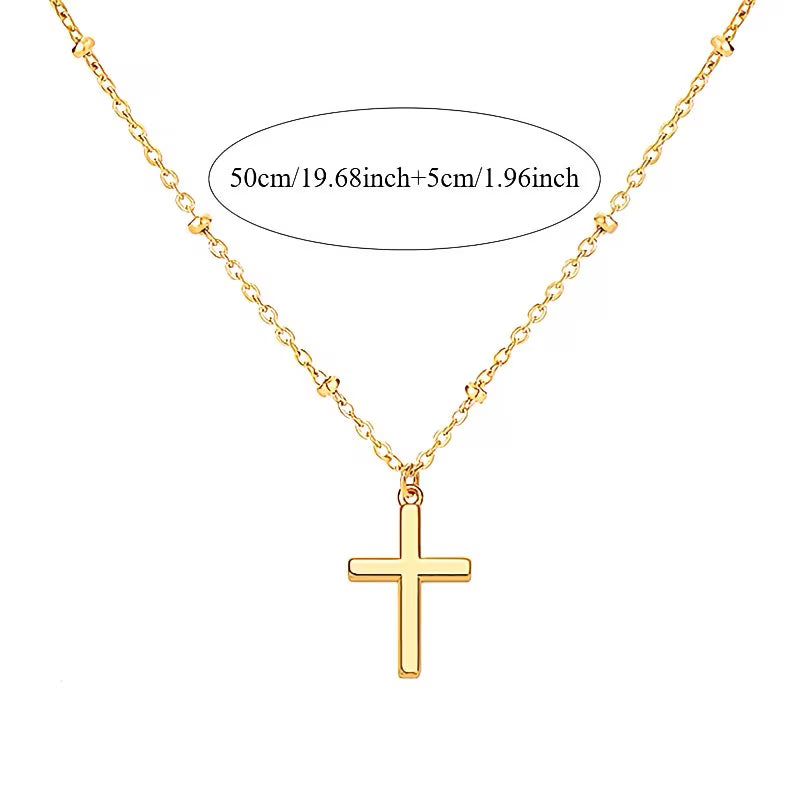 Collier croix doré en acier inoxydable 316 pour femme, élégant et résistant