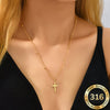 Collier croix doré en acier inoxydable 316 pour femme, élégant et résistant