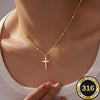 Collier croix doré en acier inoxydable 316 pour femme, élégant et résistant